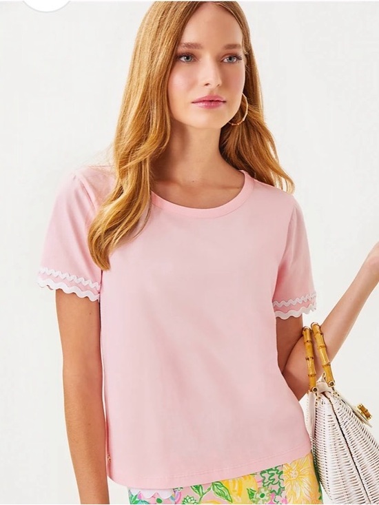 Lilly Pulitzer Tops - Lilly Pulitzer Clairmont Rick Rack Trimmed Knit Top in Pink Muse Size M